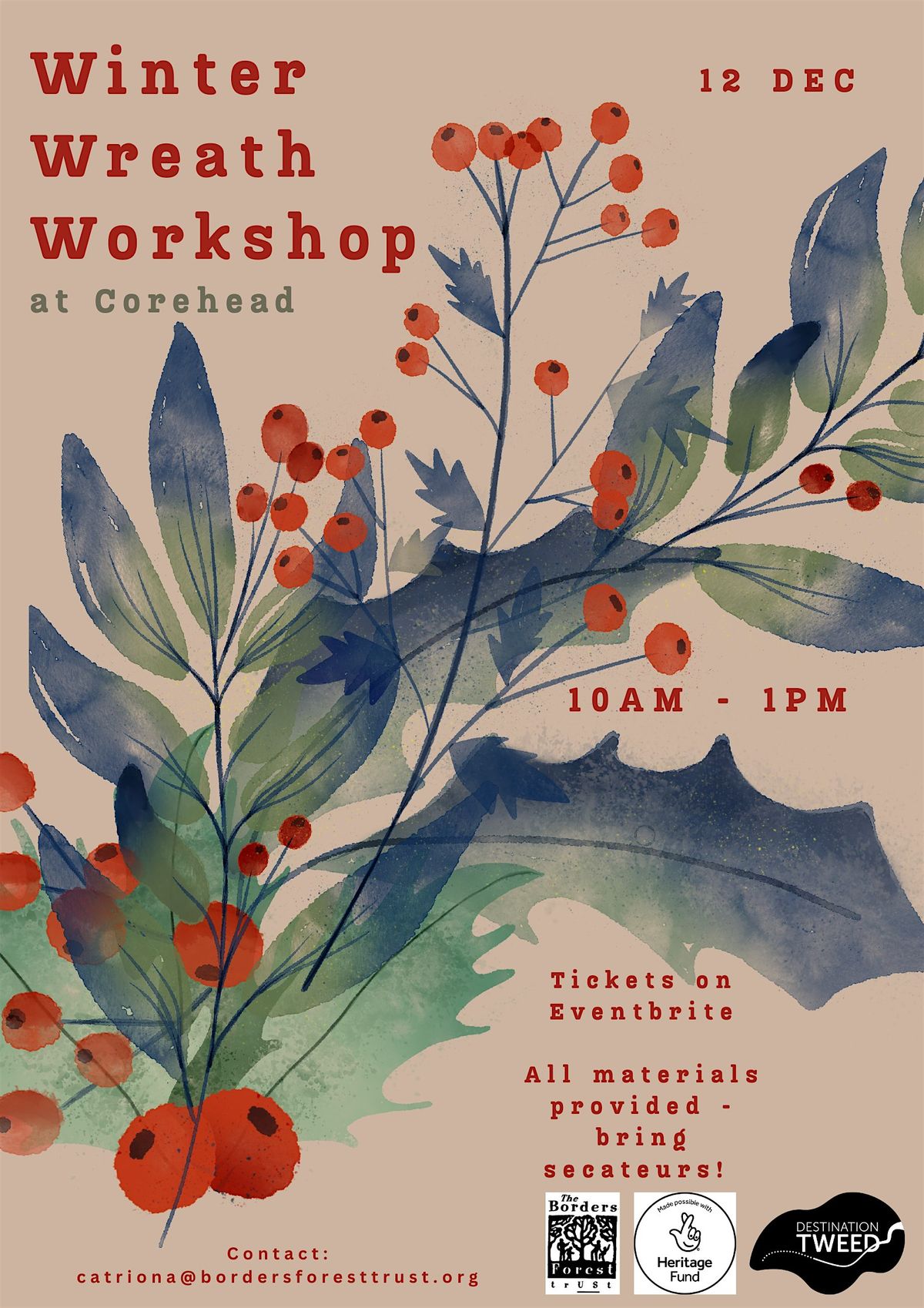 Borders Forest Trust Winter Wreath Workshop, 12 December | Event in pine level | AllEvents