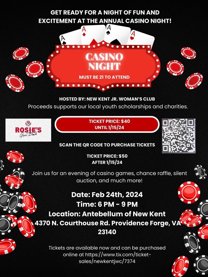 Casino Night hosted by the New Kent Juniors Woman’s Club, Antebellum of