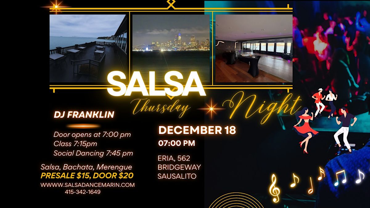 SALSA Thursday nights at Eria in Sausalito! With DJ FRANKLIN!, 18 December | Event in Sausalito | AllEvents