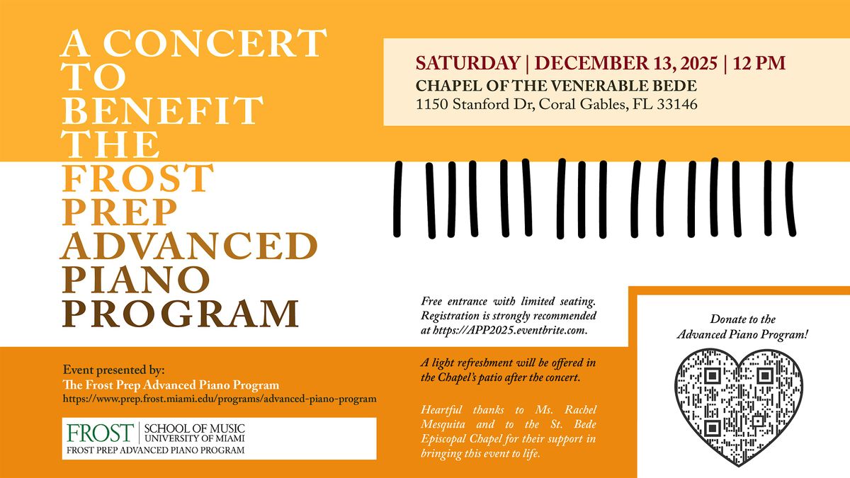 A Concert to Benefit the Frost Prep Advanced Piano Program, 13 December | Event in Coral Gables | AllEvents