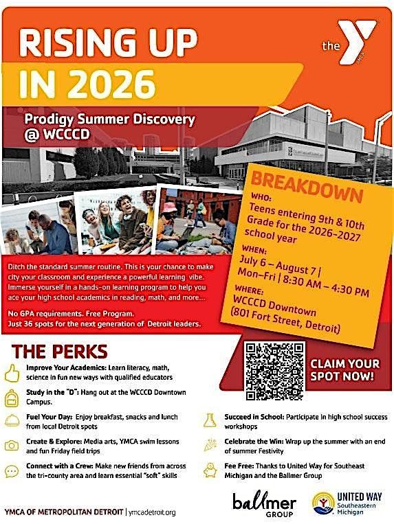 Rising Up In 2026: Prodigy Summer Discovery!, 801 W Fort St, Detroit, 6 ...