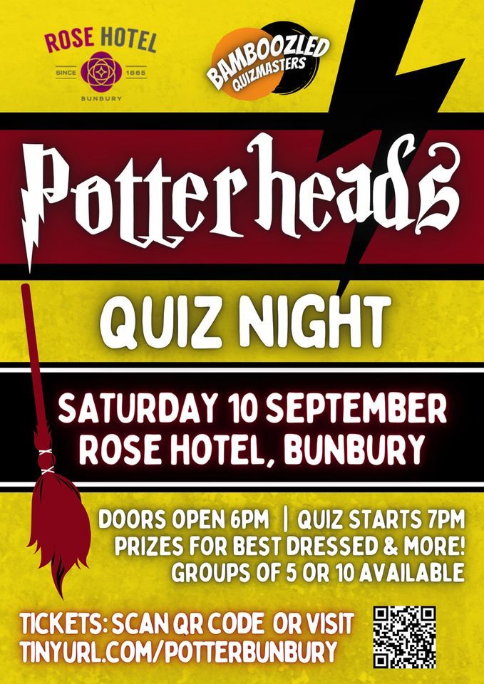Fully Booked Potterheads Quiz Night Bunbury, Rose Hotel, Bunbury