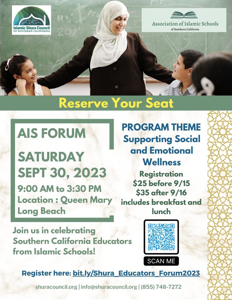 AIS Muslim Educators Retreat, Queen Mary, Paramount, September 30 2023