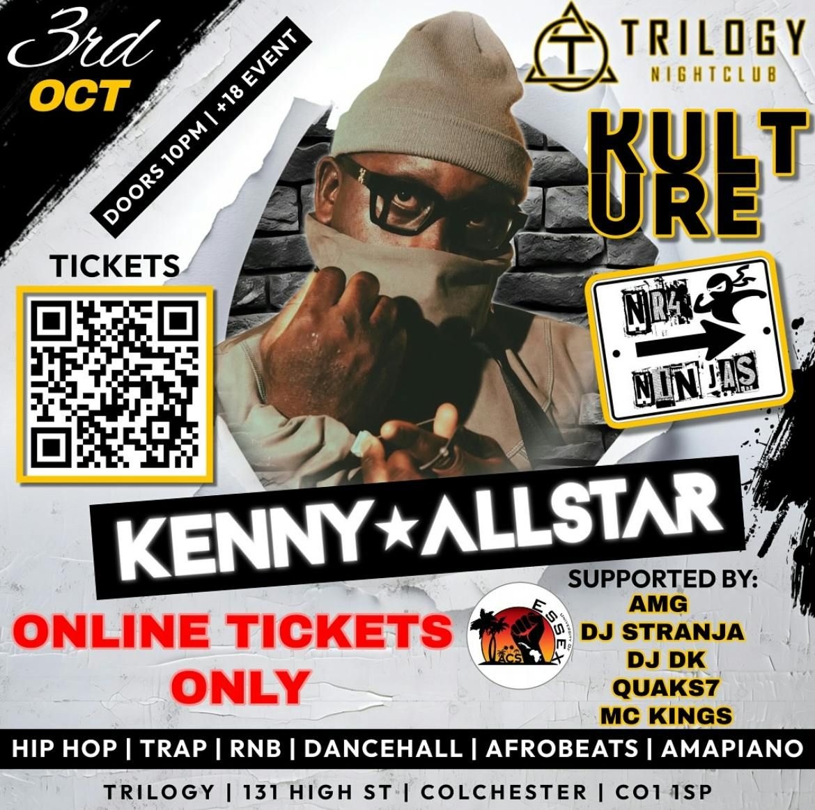 Nr4 Ninjas x Kulture Ipswich Present: Kenny Allstar, 3 October | Event in Colchester | AllEvents