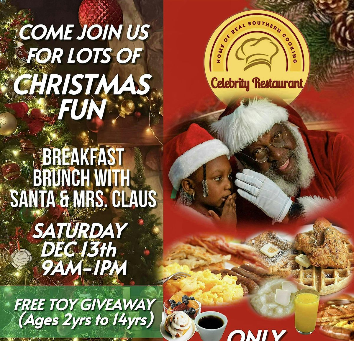 Celebrity’s Breakfast Brunch with Santa & Mrs. Claus & Toy Giveaway, 13 December | Event in St. Louis