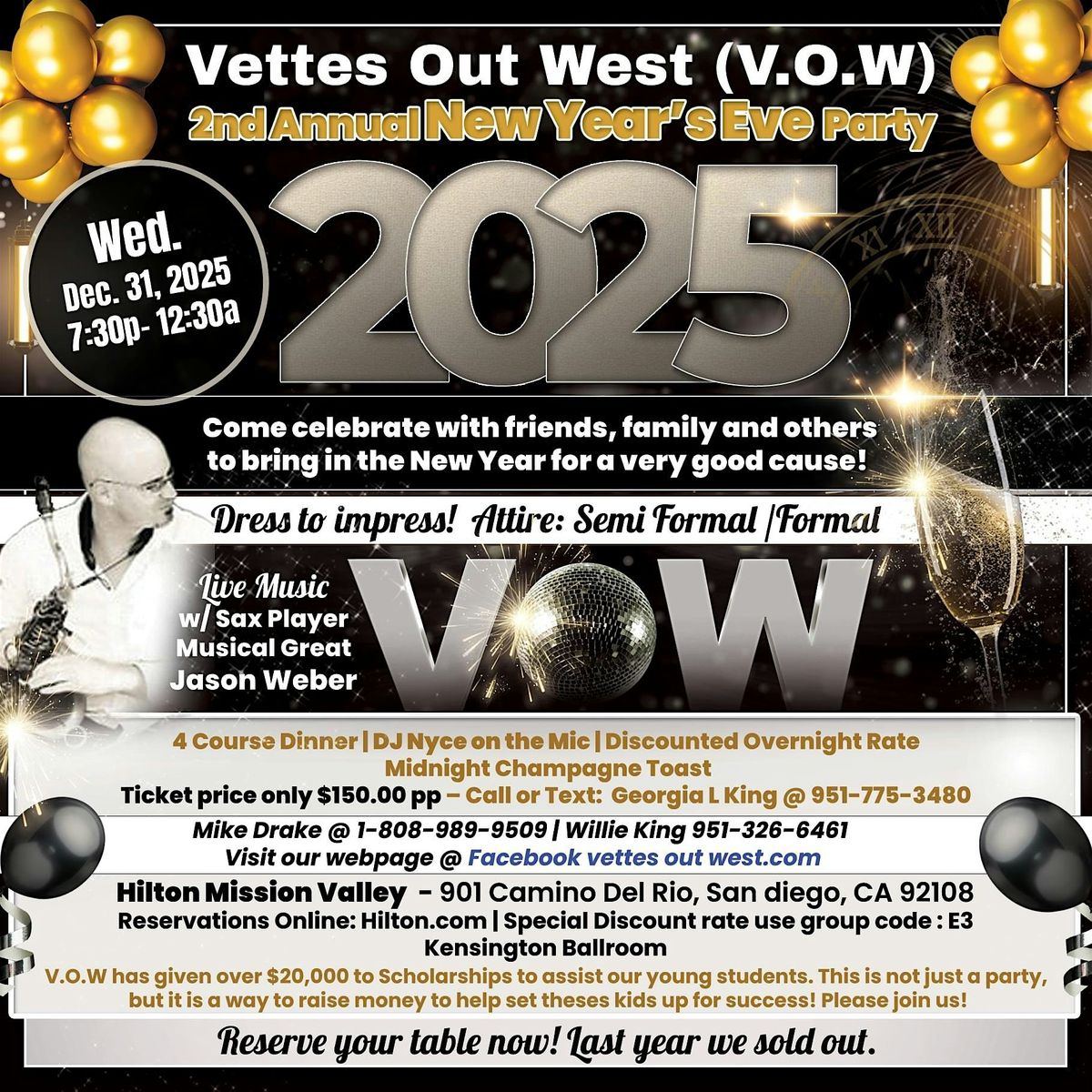 NEW YEAR EVE's PARTY 2025 - Hilton Mission Valley, 31 December | Event in San Diego | AllEvents