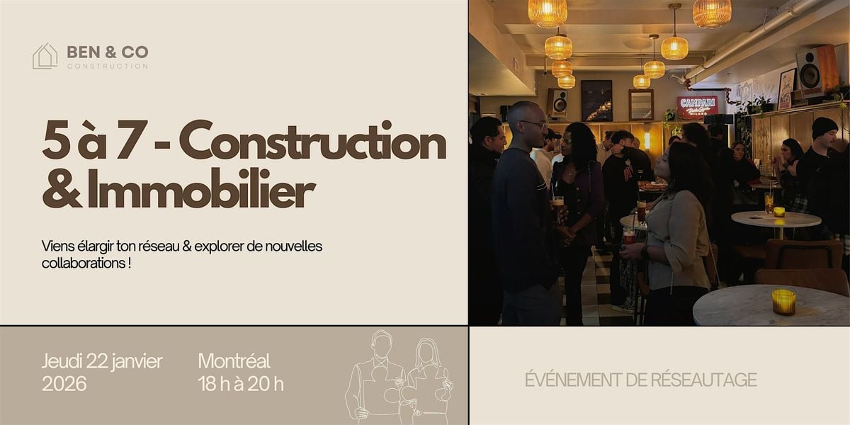 5@7 Speed networking - Construction & Immobilier, 22 January | Event in Montréal | AllEvents
