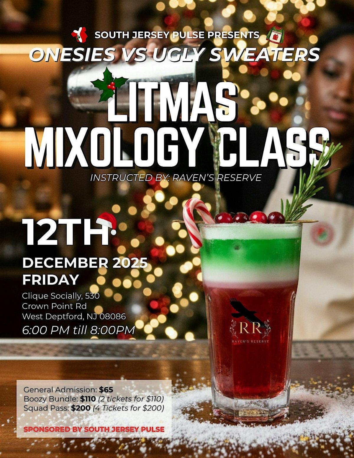 Litmas Mixology Class: Onesies VS Ugly Sweaters, 12 December | Event in West Deptford | AllEvents