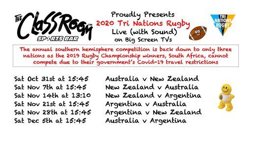 Live Tri Nations Rugby The Classroom Pattaya 7 November