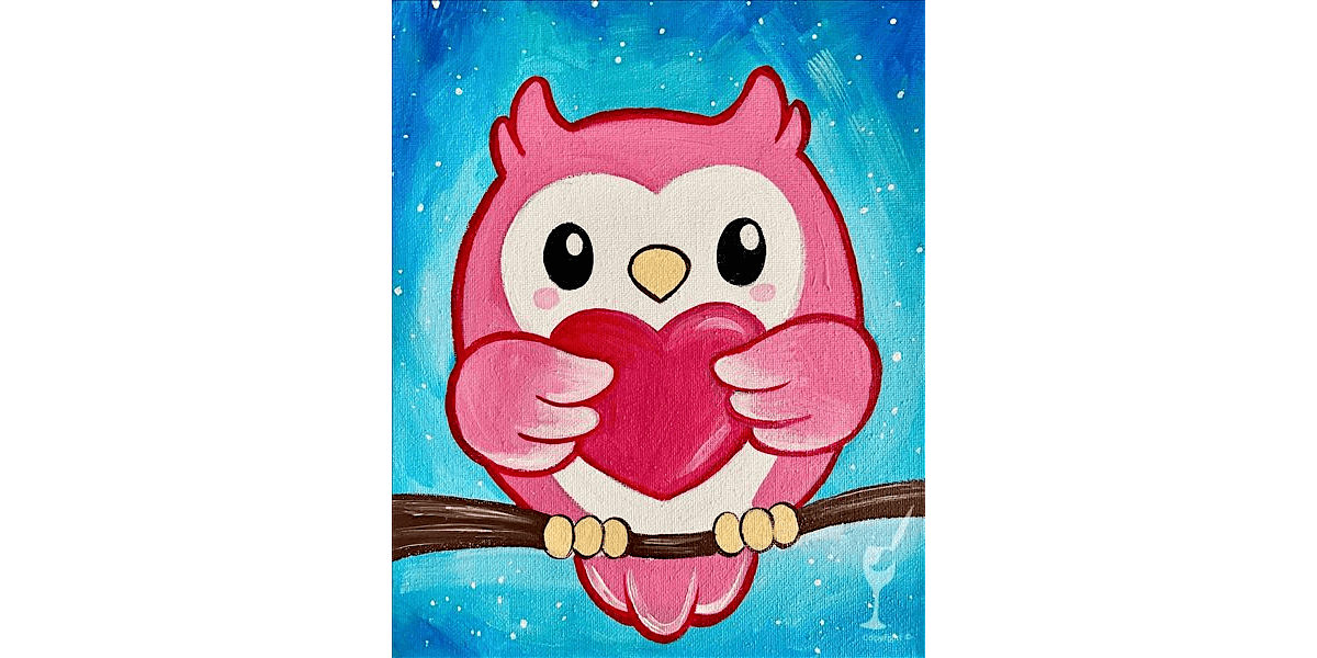 Pink Owl Holding Heart - Paint and Sip in Houston | Classpop!™, 24 January | Event in Baytown | AllEvents