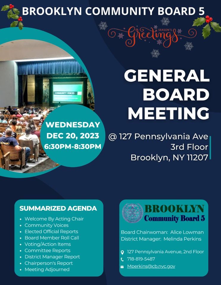 General Board Meeting, 127 Pennsylvania Ave, Brooklyn, NY 112072428