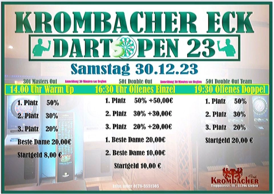 Krombacher Eck Darts Open 23, Krombacher Eck Giessen, Gießen, 30 ...