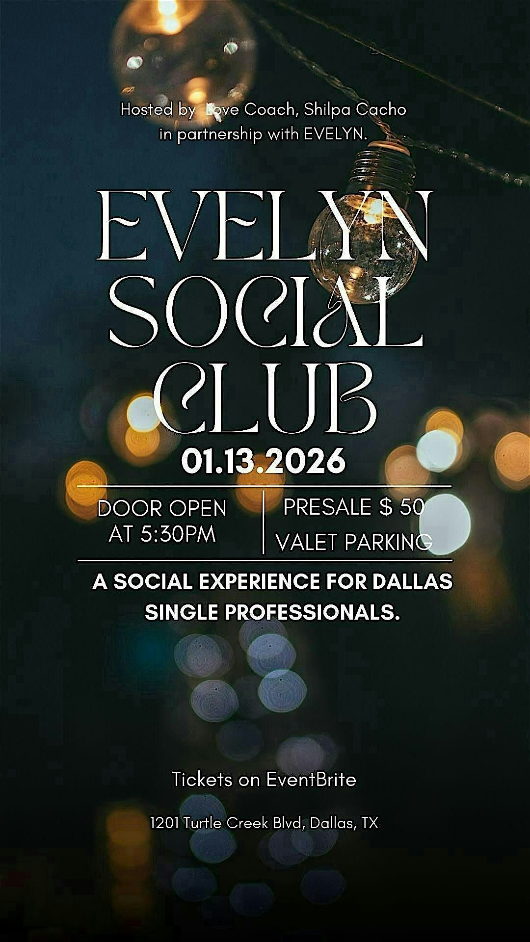 THE EVELYN SOCIAL CLUB, 13 January | Event in Dallas | AllEvents