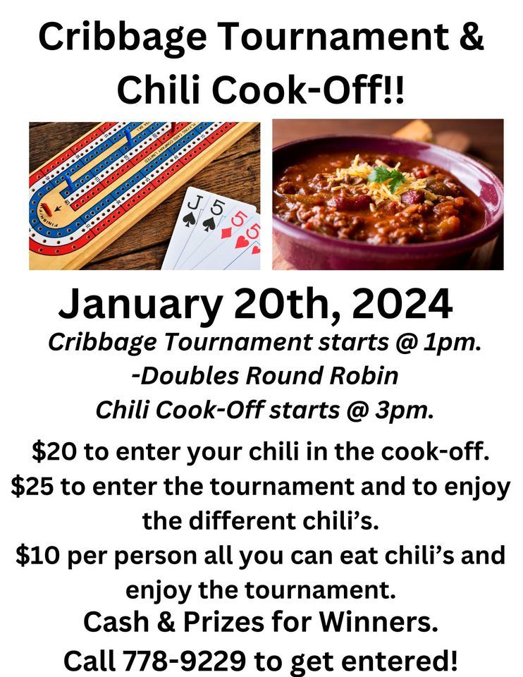 Cribbage Tournament & Chili CookOff, Club Vega, Kimball, 20 January