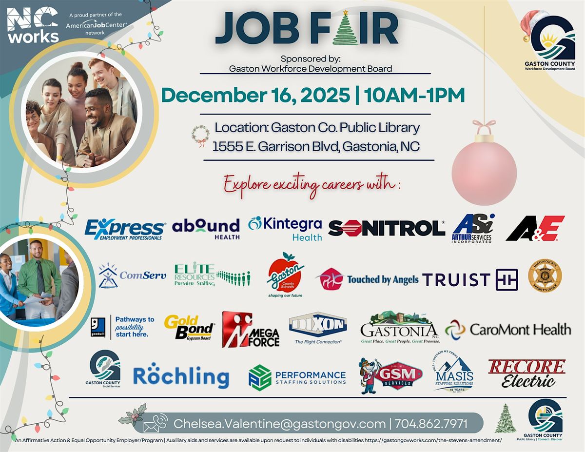 Gaston WDB December Job Fair, 16 December | Event in Gastonia | AllEvents