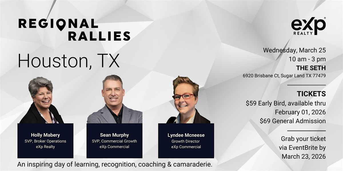 eXp Houston Regional Rally, The Seth, Sugar Land, 25 March 2026 | AllEvents