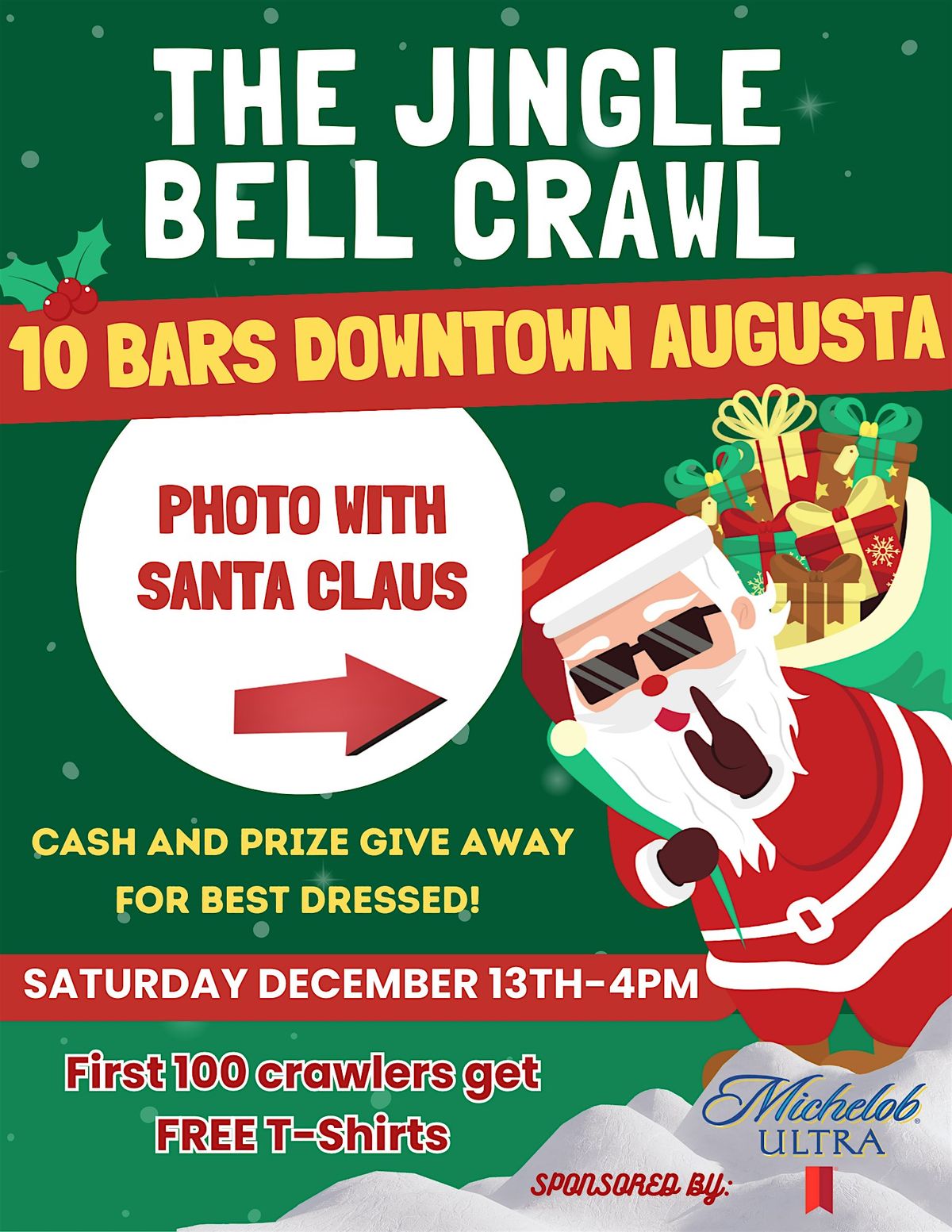 JINGLE BELL BAR CRAWL, 13 December | Event in Augusta | AllEvents