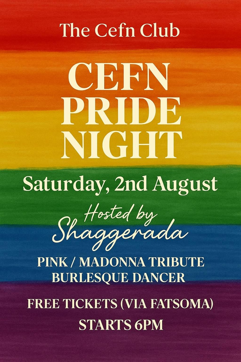 CEFN PRIDE NIGHT with Shaggerada , 2 August | Event in Llangollen | AllEvents