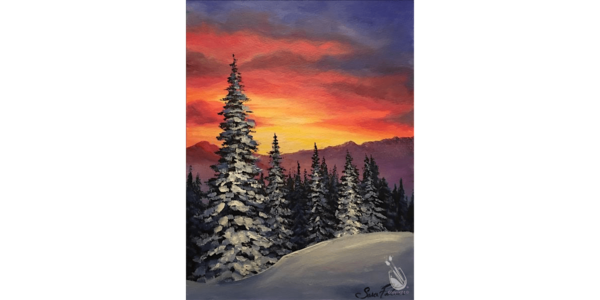 Sunset over Snowy Pines - Paint and Sip in Denver | Classpop!™, 27 December | Event in Denver | AllEvents