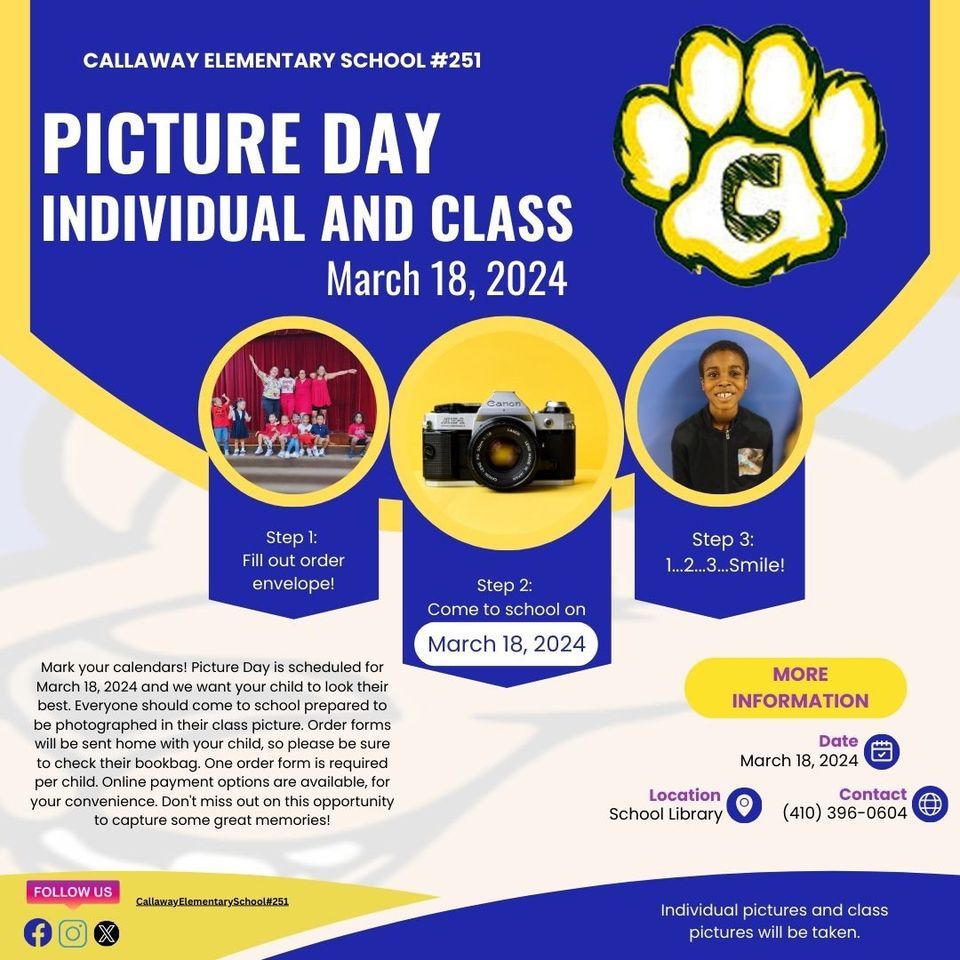 Callaway Individual and Class Picture Day, 3701 Fernhill Ave, Baltimore