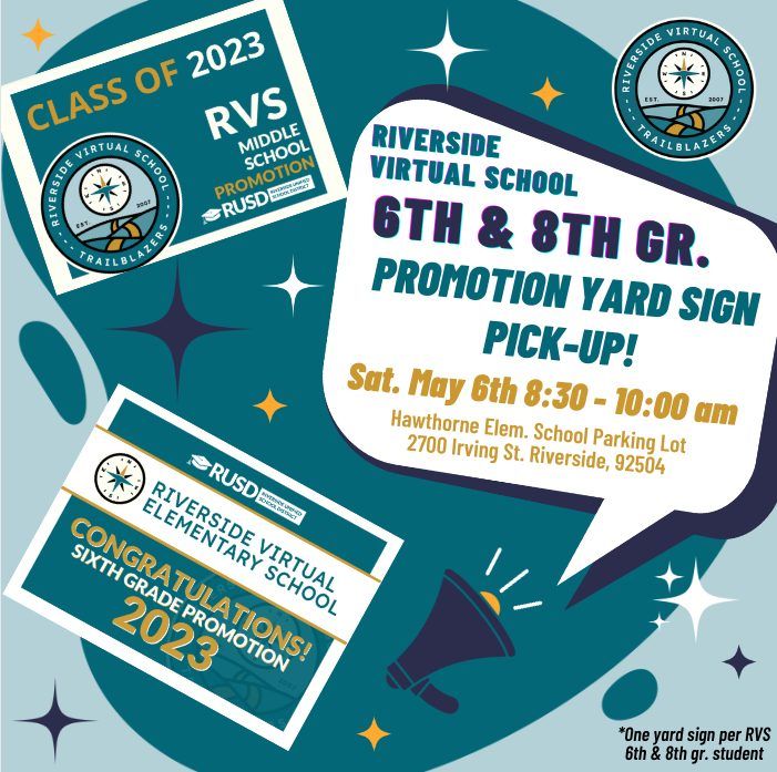 RVS 6th & 8th gr. Promotion Yard Sign DriveThru Pick Up!, Hawthorne