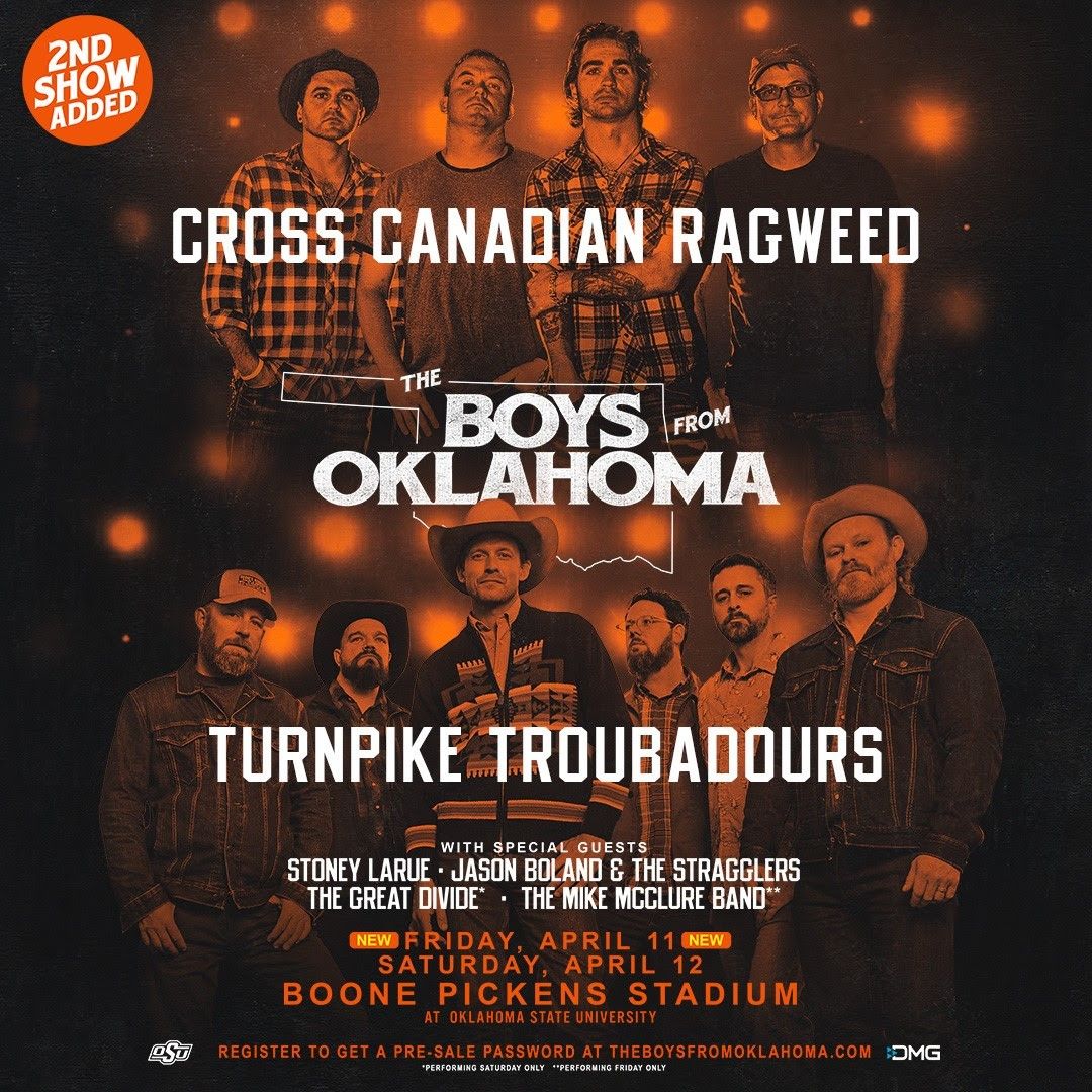 Boys From Oklahoma - Cross Canadian Ragweed and Turnpike Troubadours at Boone Pickens Stadium, 11 April | AllEvents