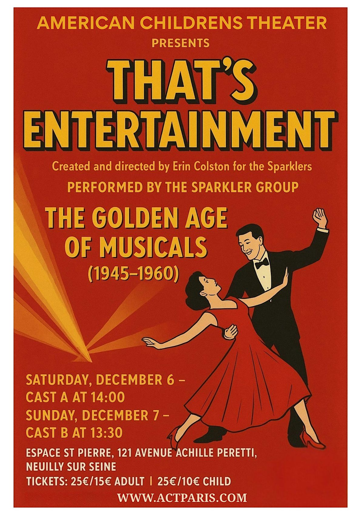 ACT's Sparklers Cast A/Broadway Beats  Present "That's Entertainment", 6 December | Event in Neuilly-sur-Seine