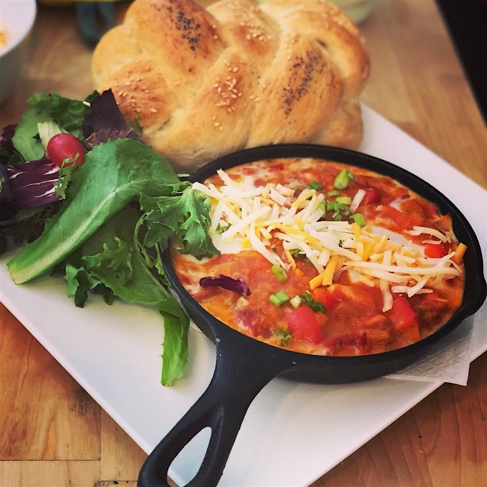 Make Healthy Brunch! Shakshuka, Brioche Bread & Sides w/ optional yoga b4!