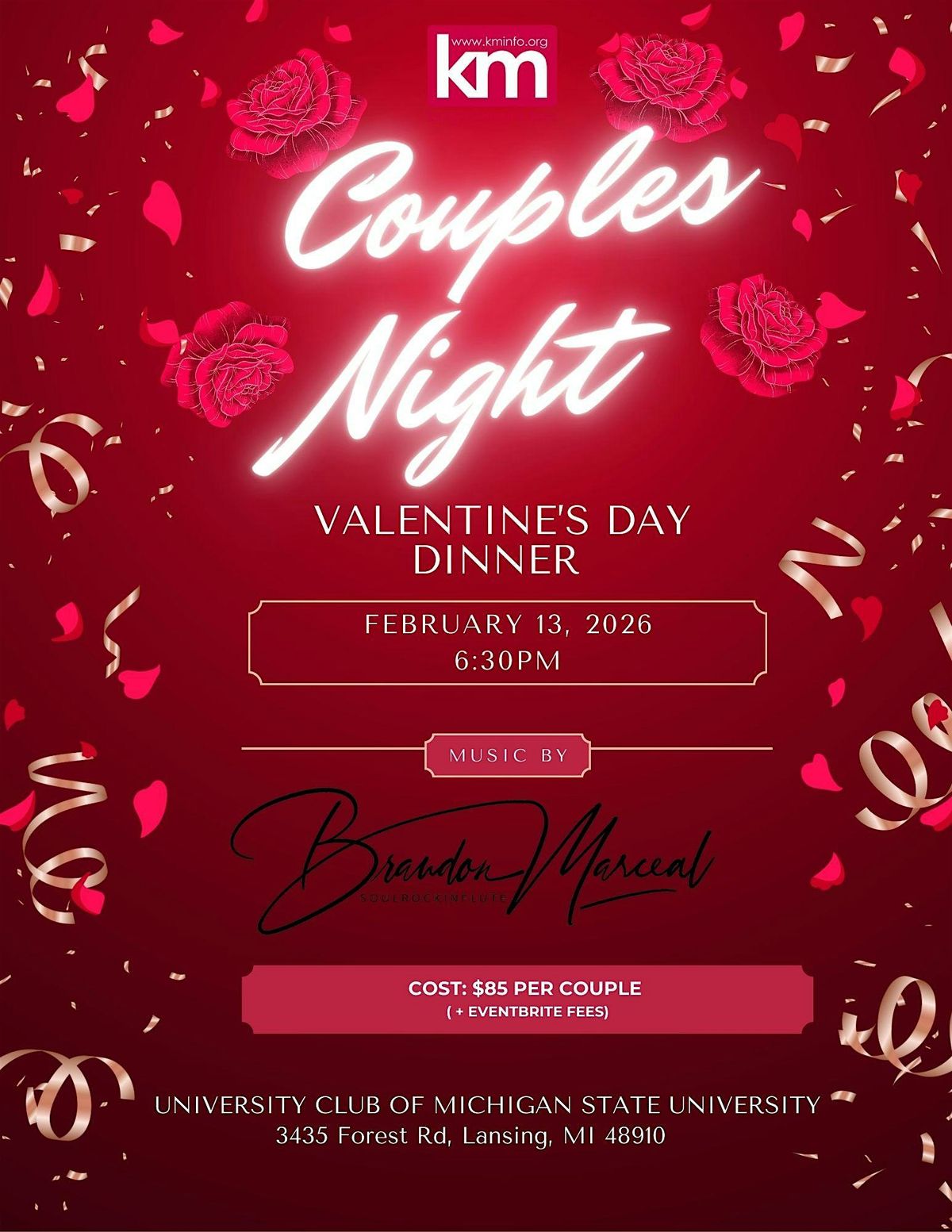 Couples Night: Valentine's Day Dinner, 13 February | Event in Lansing | AllEvents
