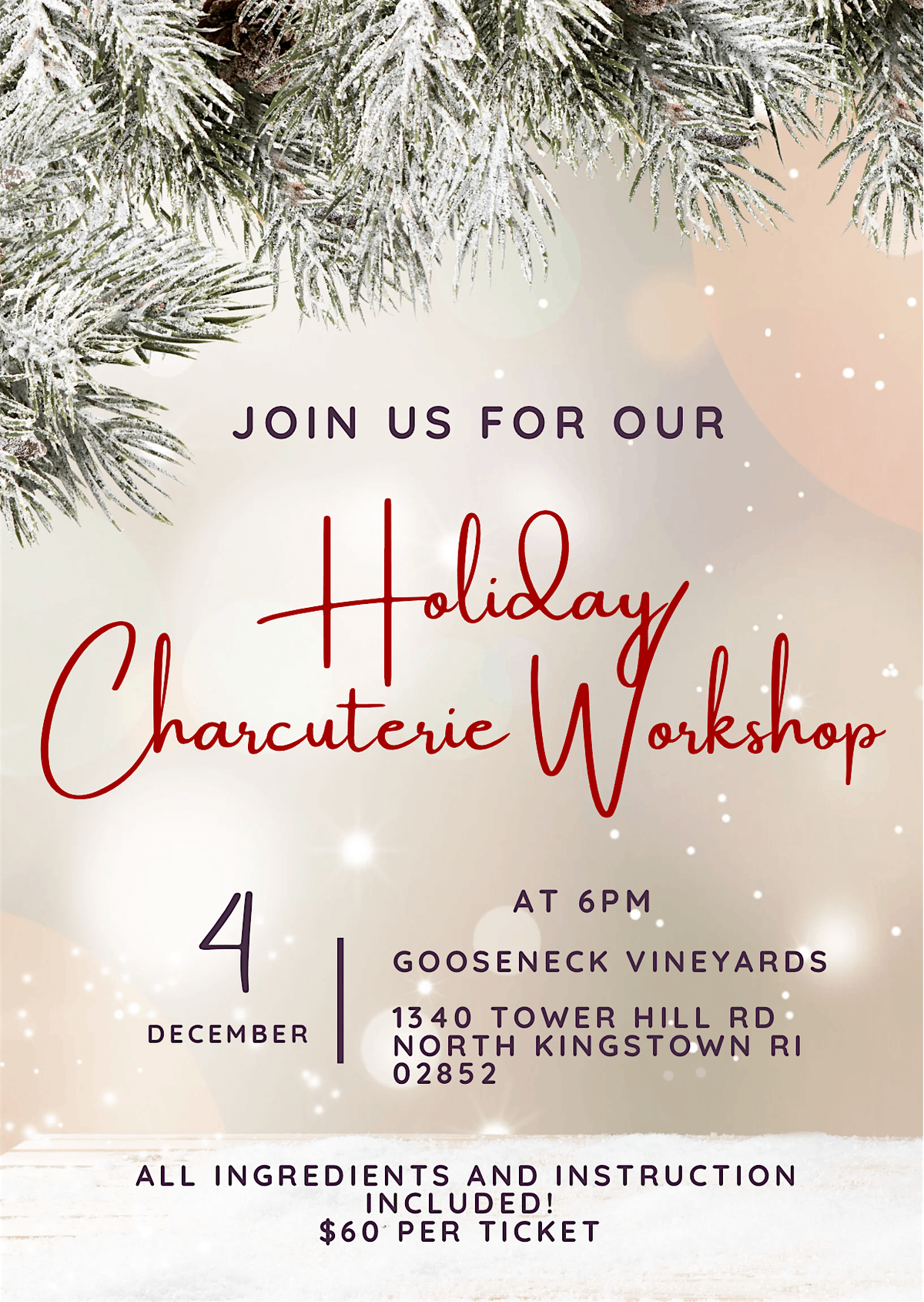 Holiday Charcuterie Workshop Artisan Bites X Gooseneck Vineyards, 4 December | Event in North Kingstown | AllEvents
