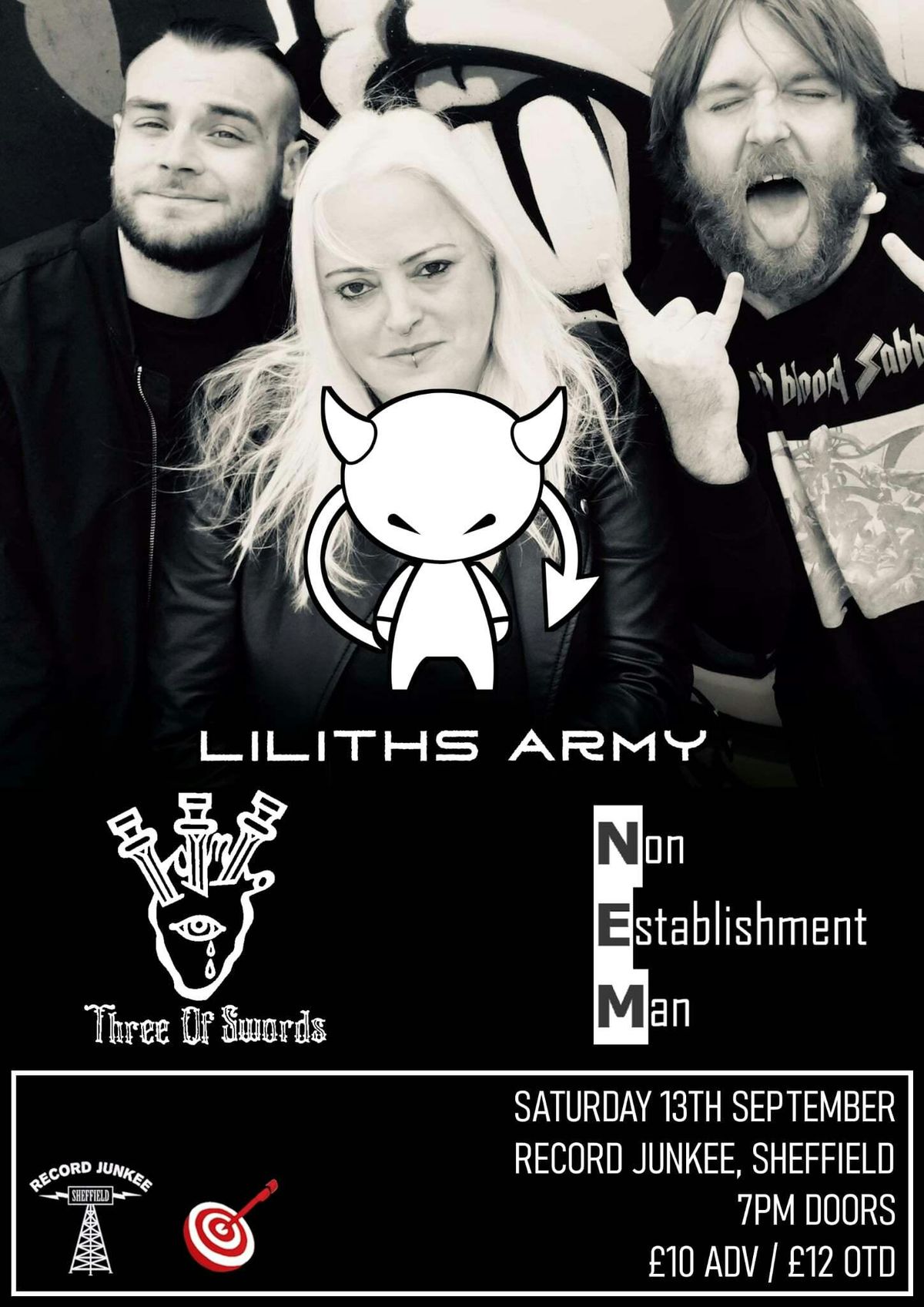 Liliths Army + Three Of Swords + Non Establishment Man, 13 September | Event in Sheffield | AllEvents