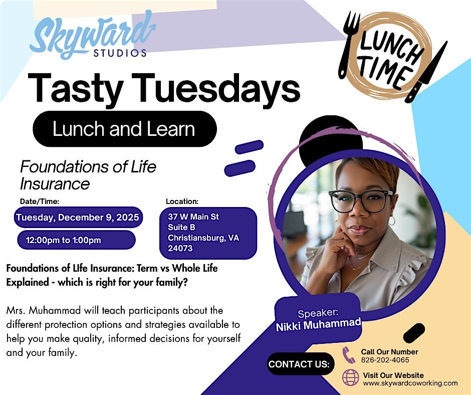 Tasty Tuesdays Lunch and Learn, 9 December | Event in Christiansburg | AllEvents