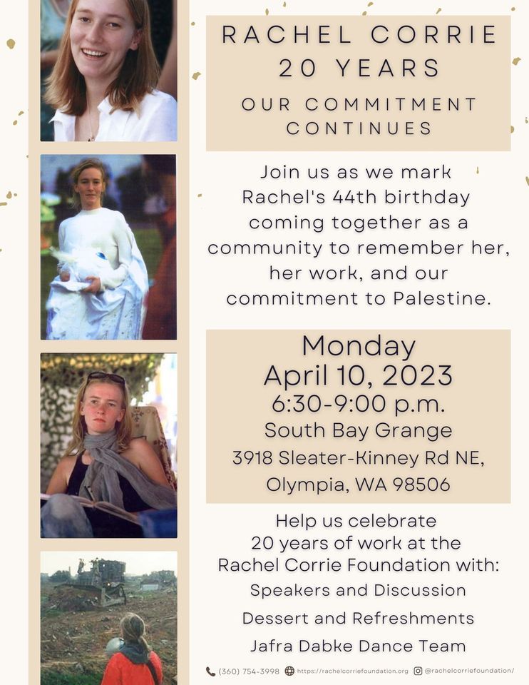 Community Gathering on Rachels birthday and to celebrate 20 years of RCF, South Bay Grange