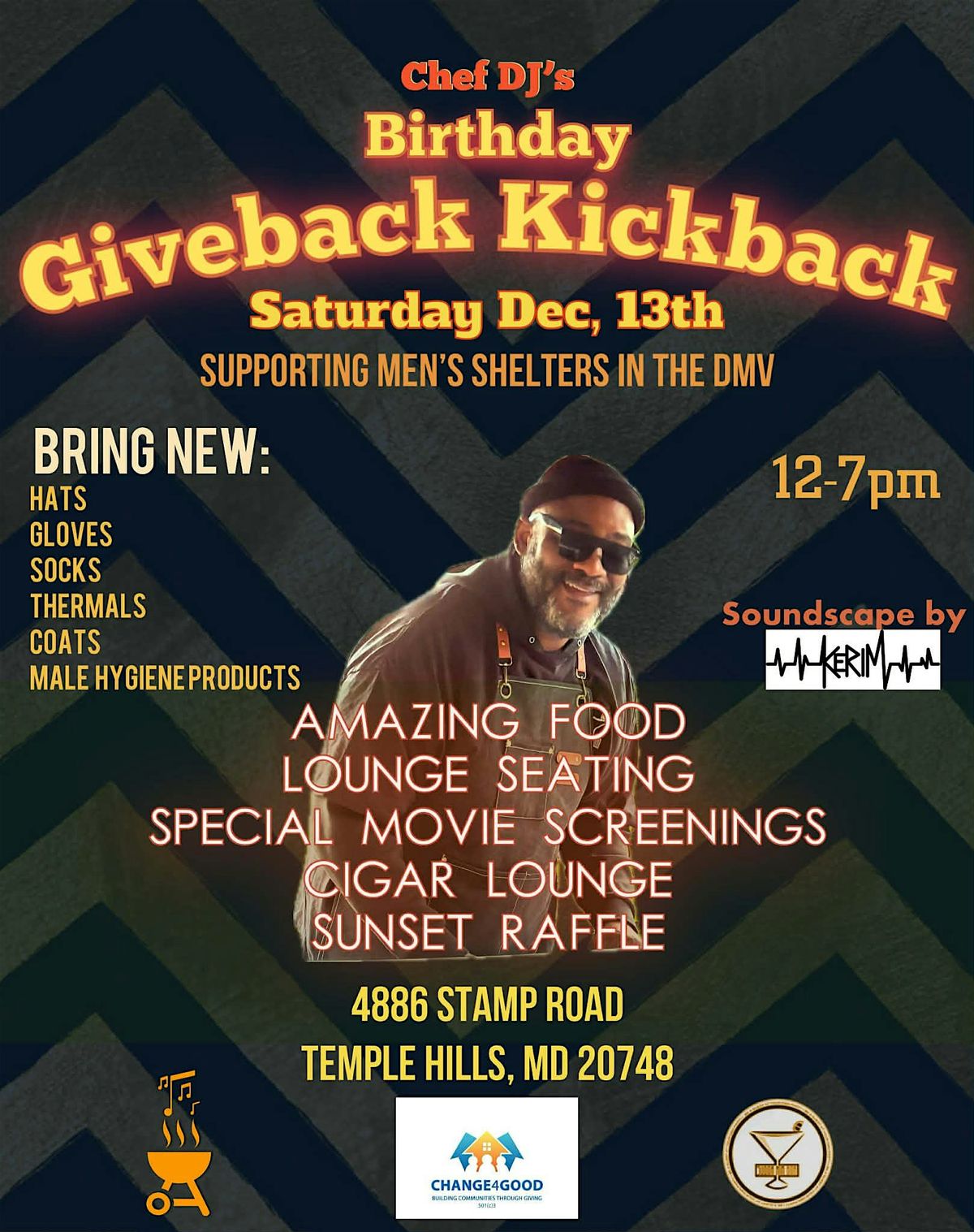 Chef DJ's GIVEBACK KICKBACK!, 13 December | Event in Marlow Heights | AllEvents