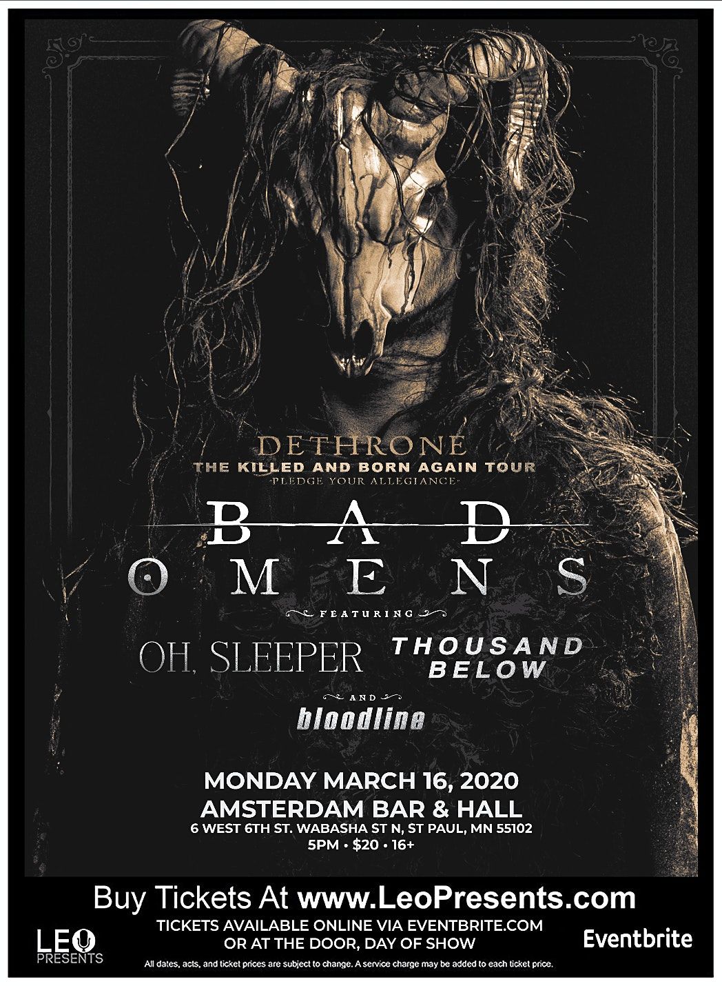 Bad Omens The Killed And Born Again Tour Amsterdam Bar And Hall Saint Paul January 1 2022 Allevents In Minneapolis St Paul Events March 2022
