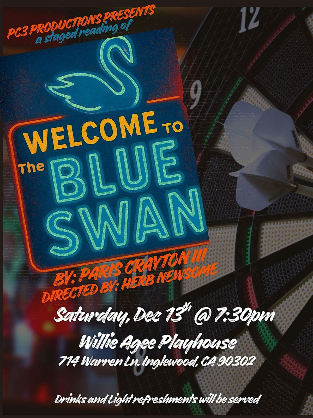 A staged reading of Welcome to the Blue Swan by Paris Crayton III, 13 December | Event in Inglewood | AllEvents