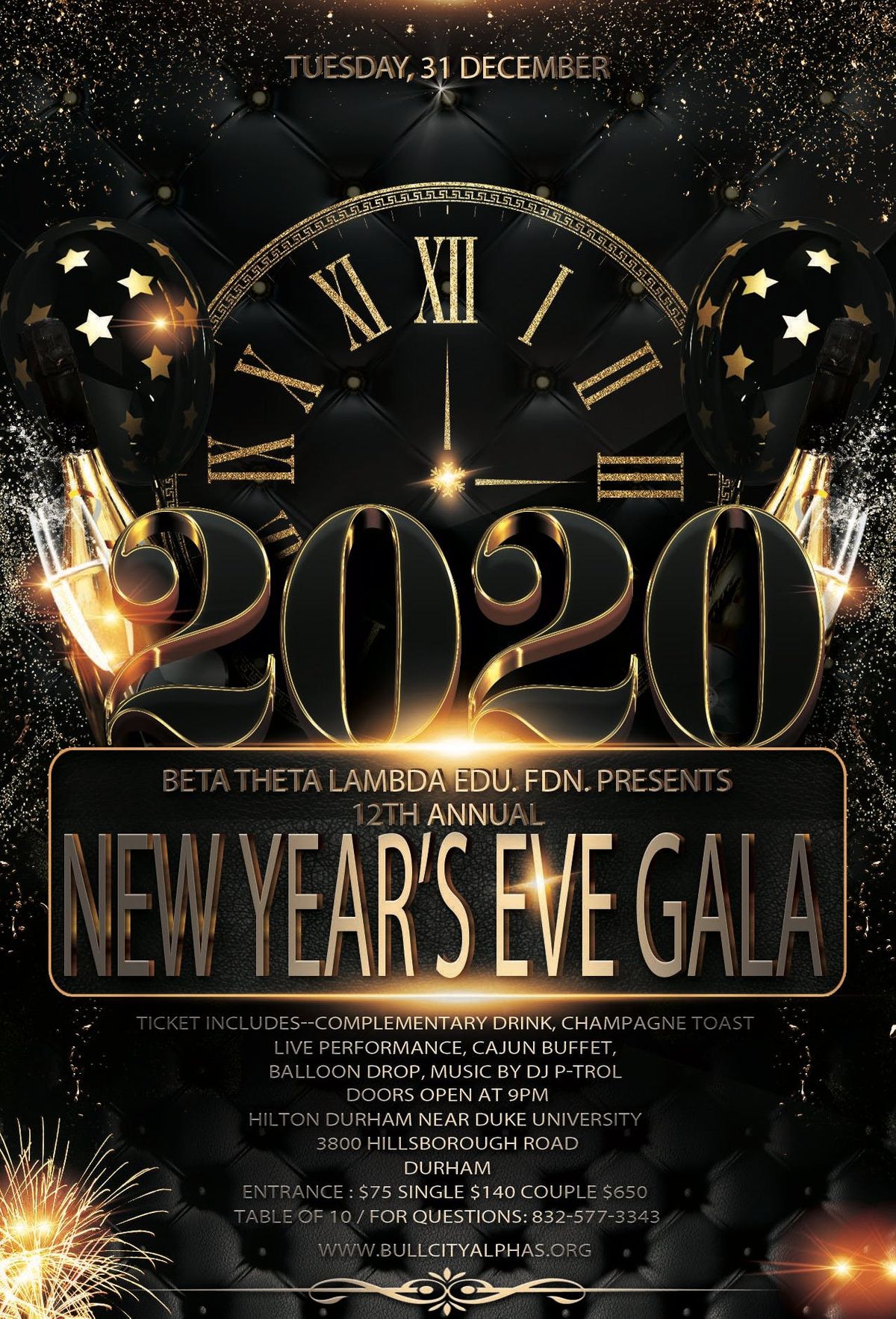 North carolina's official new years eve extravaganza 2019, raleigh & durham nc New Years Eve Gala hosted by the Beta Theta Lambda Foundation at Hilton Durham near Duke