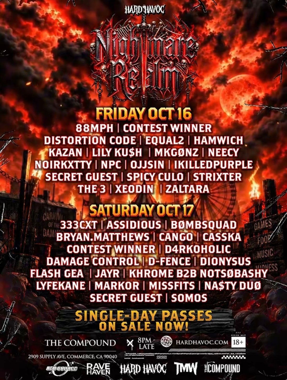 2 Day Festival: Nightmare Realm, DIRT DOG COMPOUND, Pico Rivera, 16 ...