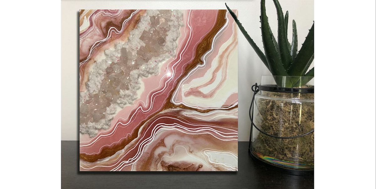 Crystal Geode Crushed Glass, Resin & Mica Powder Paint Art Sip Class