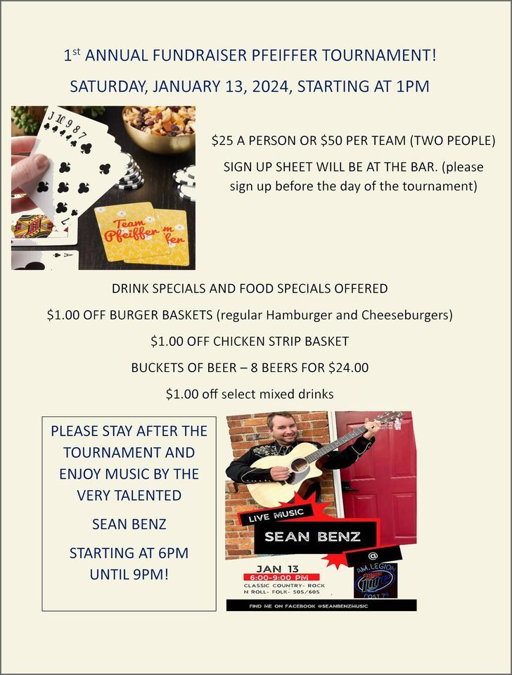 1st ANNUAL FUNDRAISER PFEIFFER TOURNAMENT, American Legion Post 79