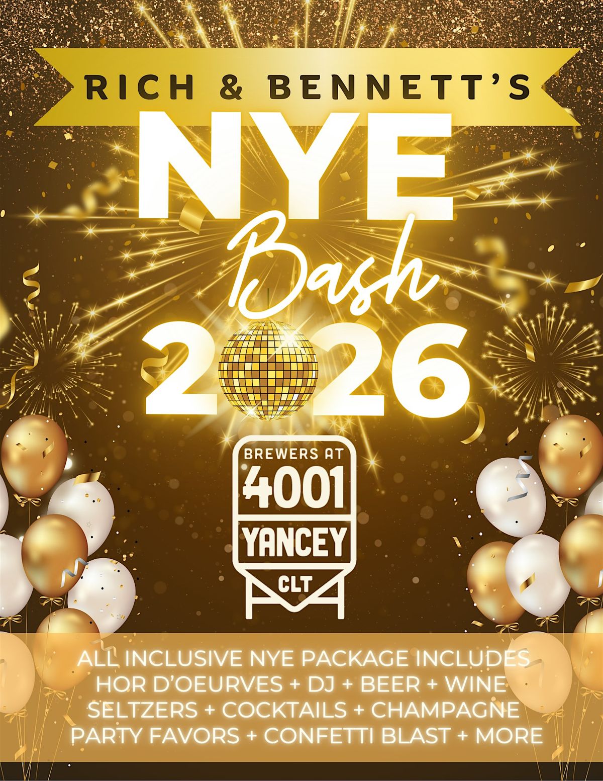 Rich and Bennett's NYE Bash 2026, 31 December | Event in Charlotte | AllEvents