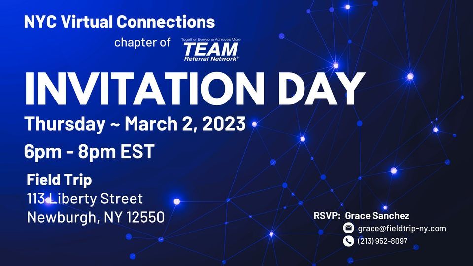 You are invited to NYCVCs Event! (listed in Eastern Time Zone), Field