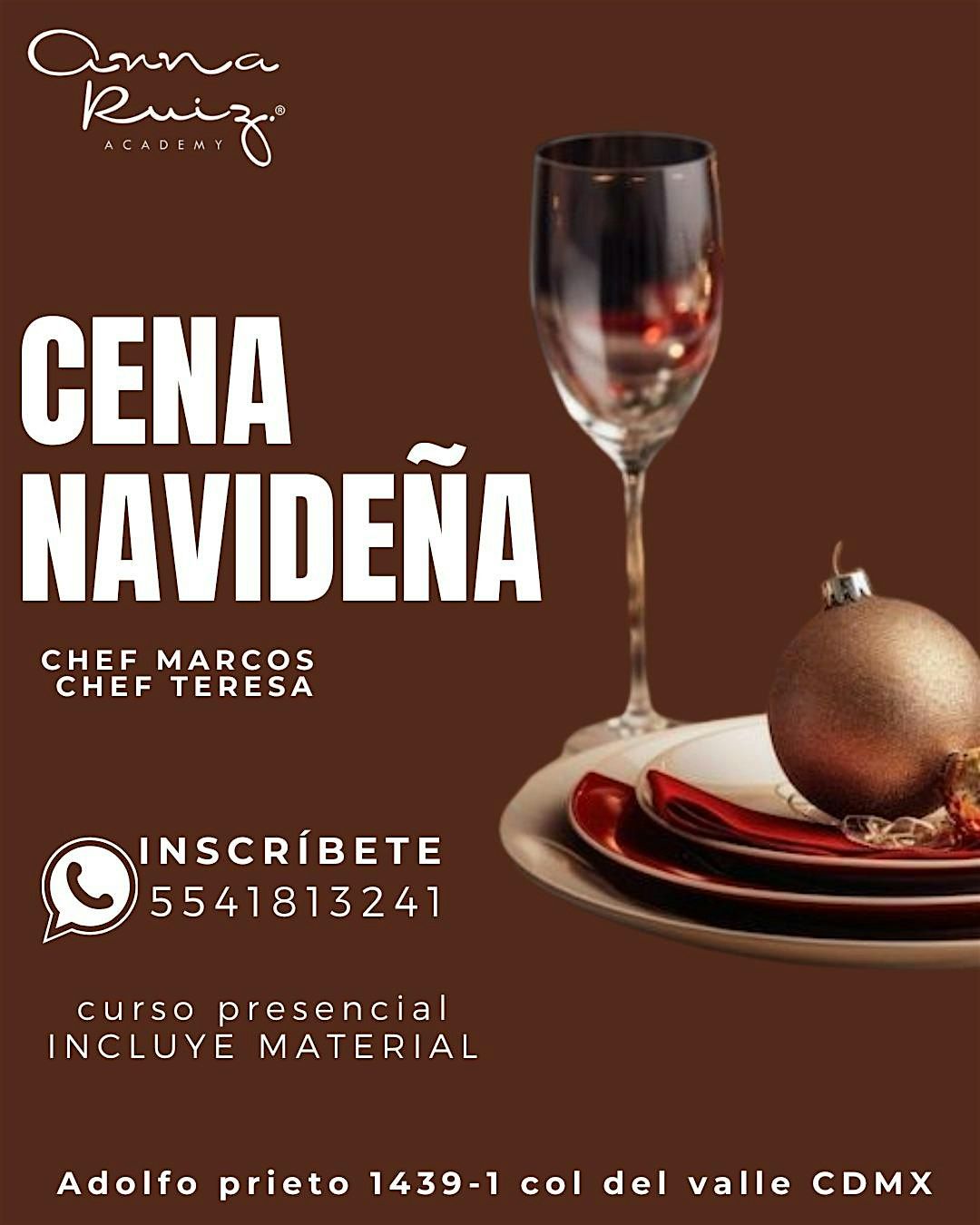 CENA CENA NAVIDEÑA con el Chef MARCOS & Chef TERESA en Anna Ruíz Store, 13 December | Event in México