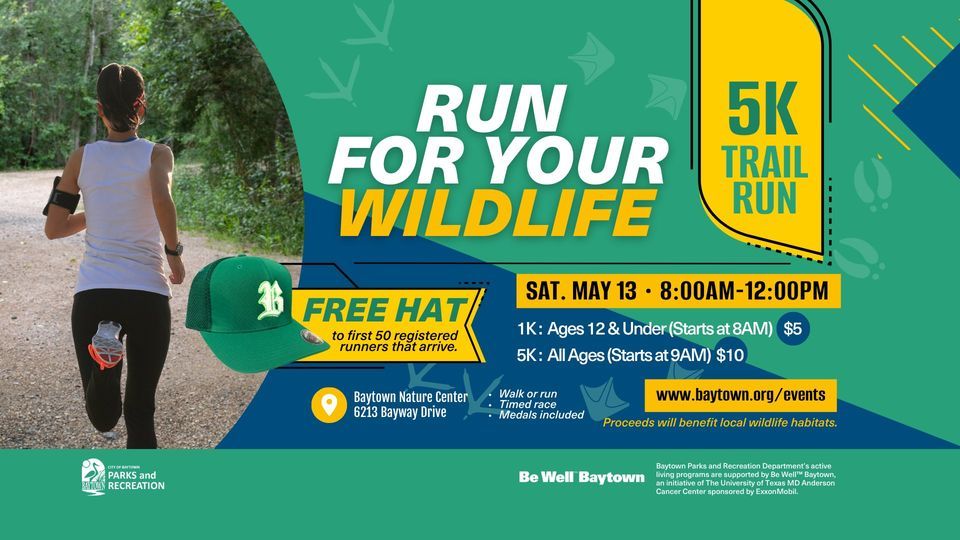 Run For Your Wildlife 5K Trail Run Baytown Nature Center 13 May 2023 run-for-your-wildlife-5k-trail-run-baytown-nature-center-13-may-2023