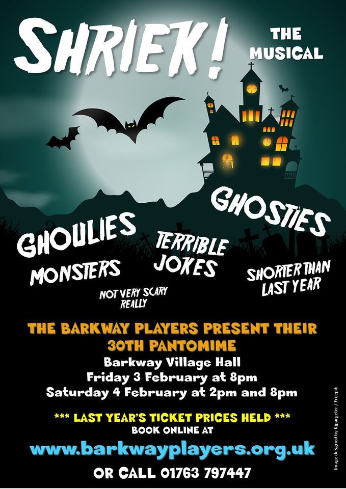 Shriek! The Musical The Barkway Pantomime 2023, Barkway Village Hall