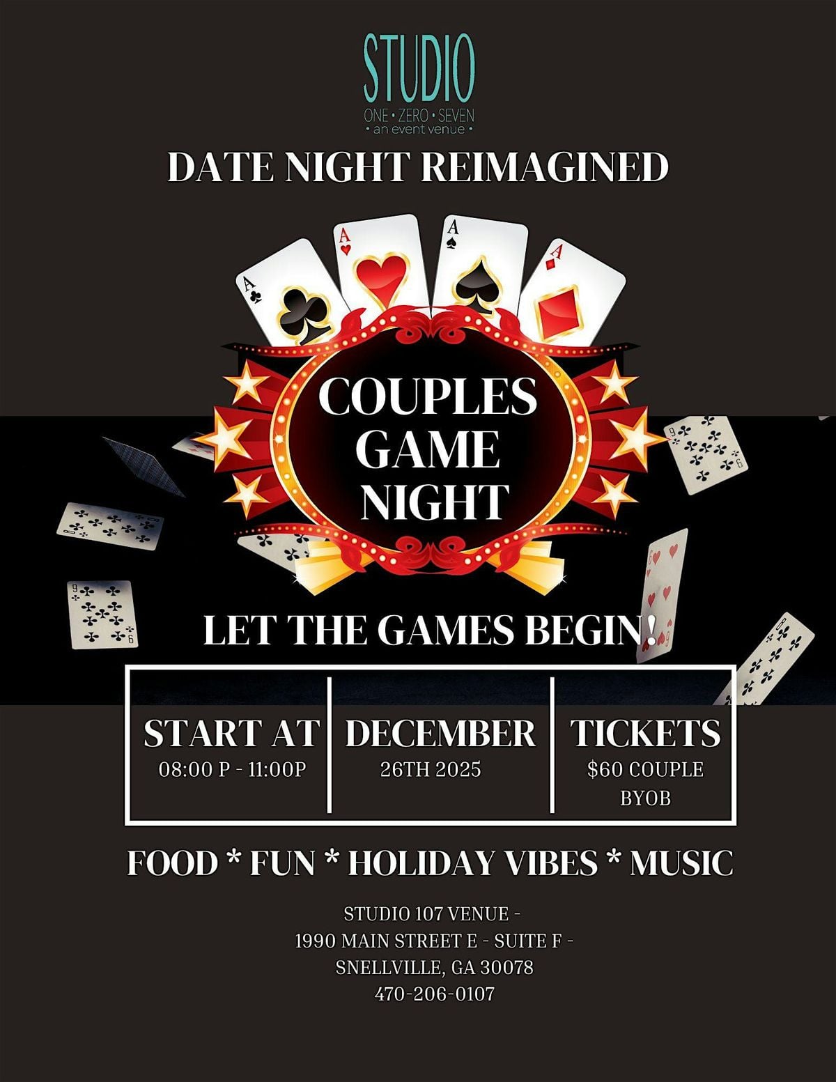 DATE NIGHT REIMAGINED - AN INTIMATE COUPLES GAME NIGHT, Studio 107 an