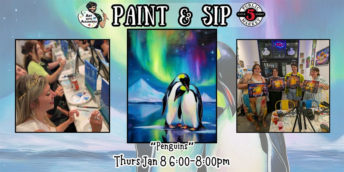 Paint & Sip at 5th St Alley “Penguins”, 8 January | Event in Eugene | AllEvents