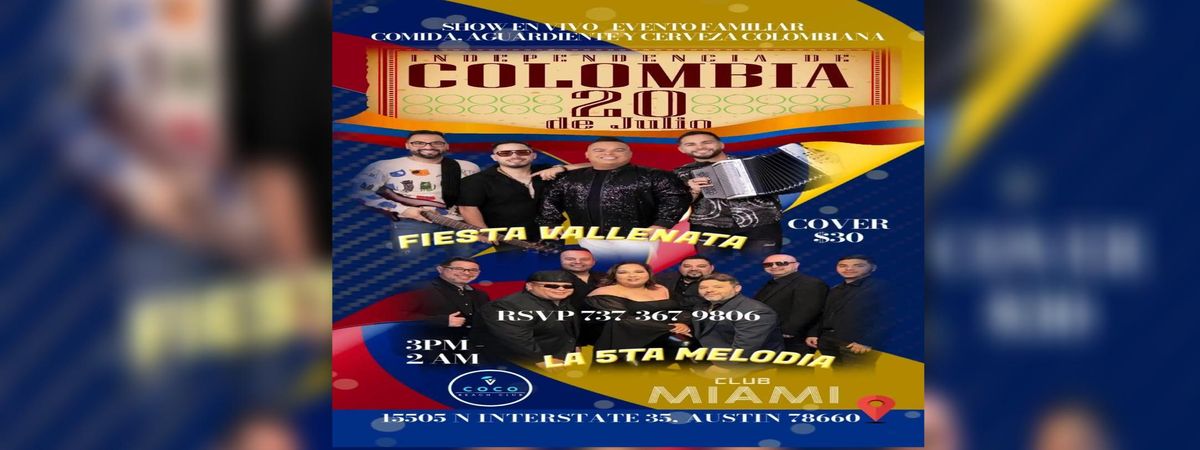 LA 5TA MELODIA | FIESTA VALLENATA, 20 July | Event in Wells Branch | AllEvents