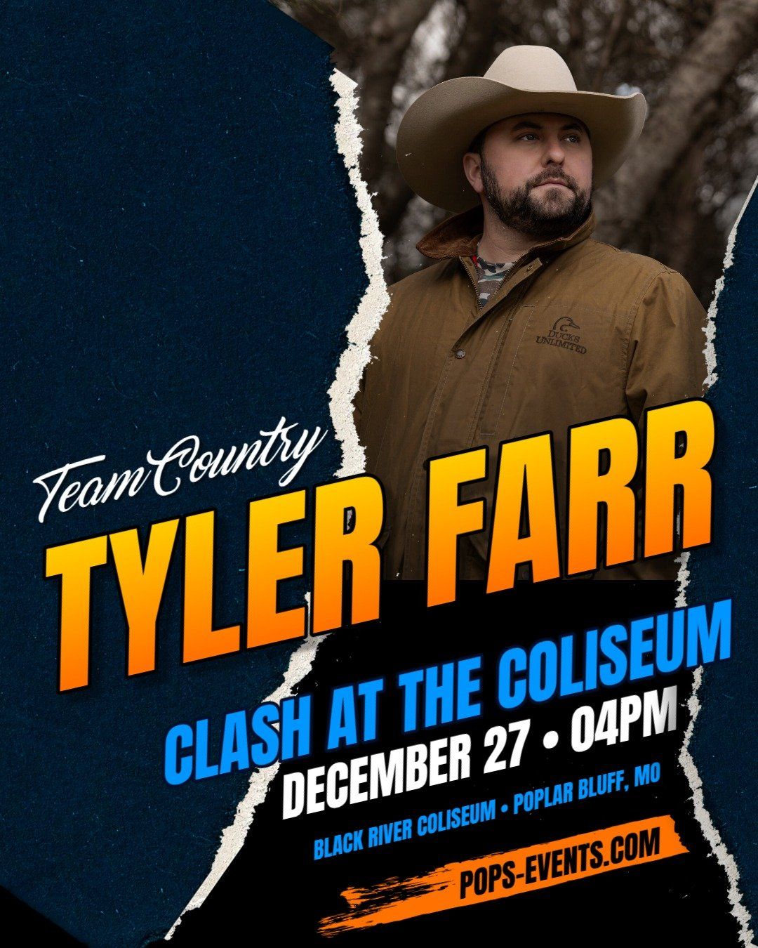 Pop's Clash at the Coliseum: Country vs. Rock - Tyler Farr vs. Saliva, 26 December | Event in Poplar Bluff
