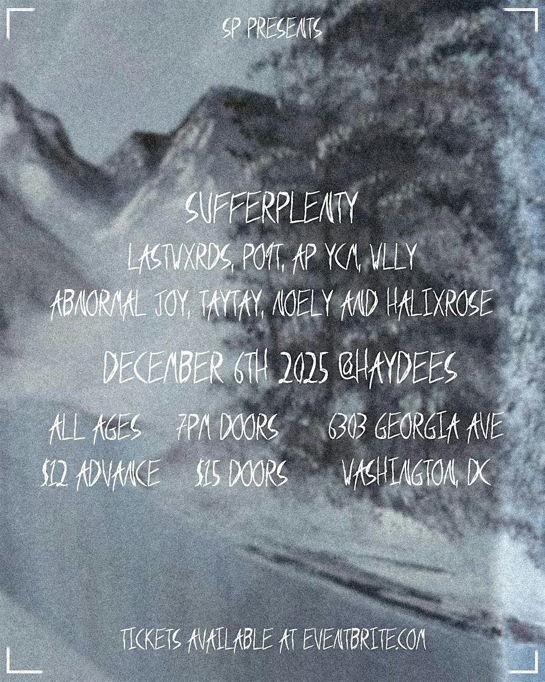 sufferplenty, LASTWXRDS, po9t, AP YCM, WLLY & more, 6 December | Event in Washington | AllEvents